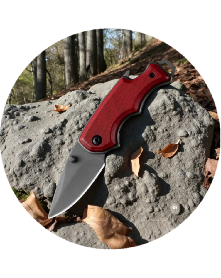 Le Baroudeur - Couteau de poche en inox et bois