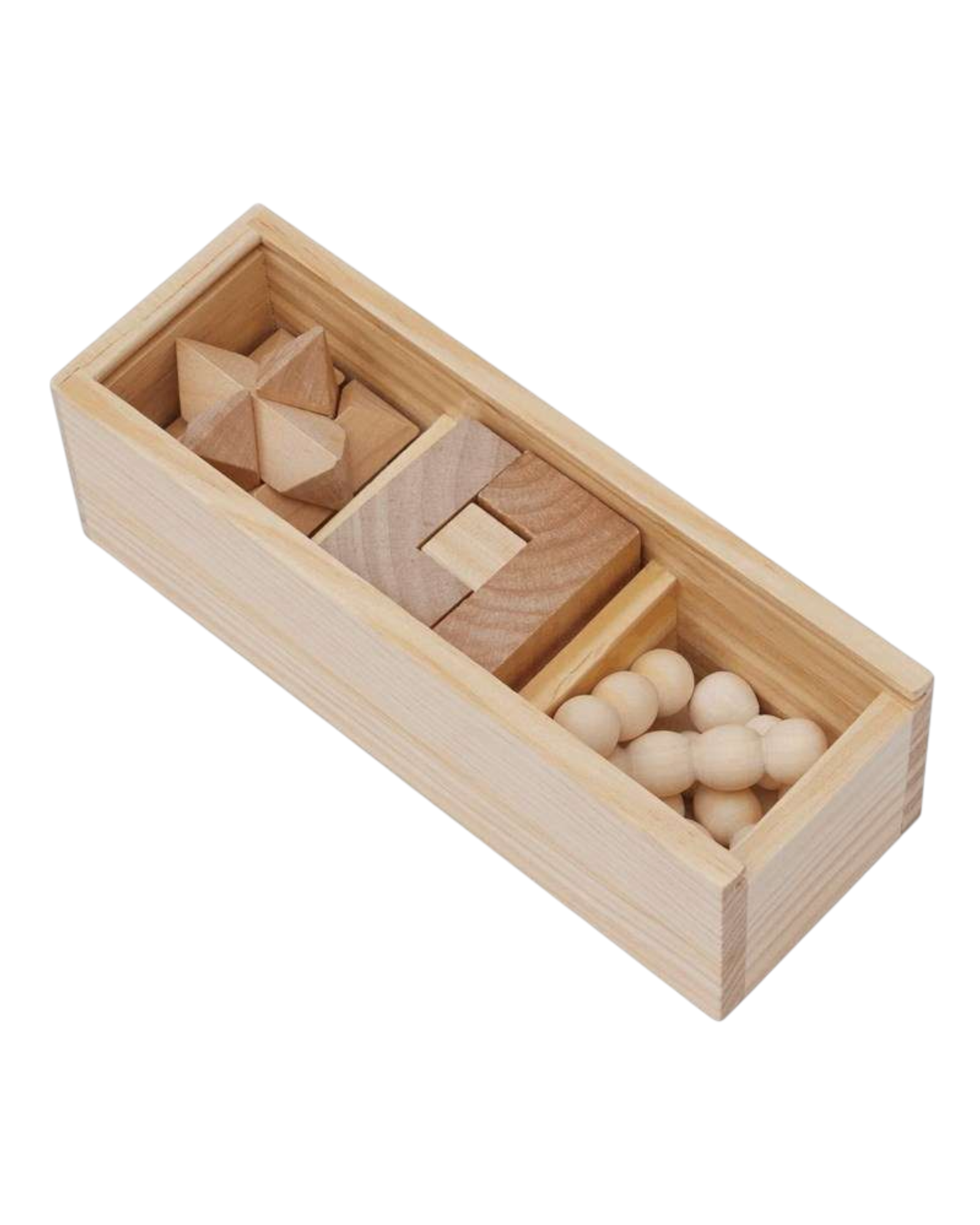 Le Curieux - Set de casse-têtes en bois gravé