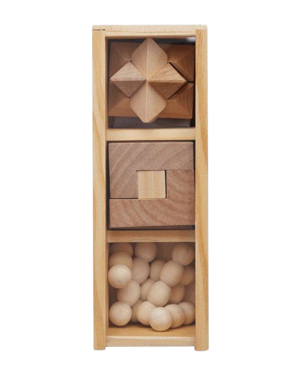 Le Curieux - Set de casse-têtes en bois gravé