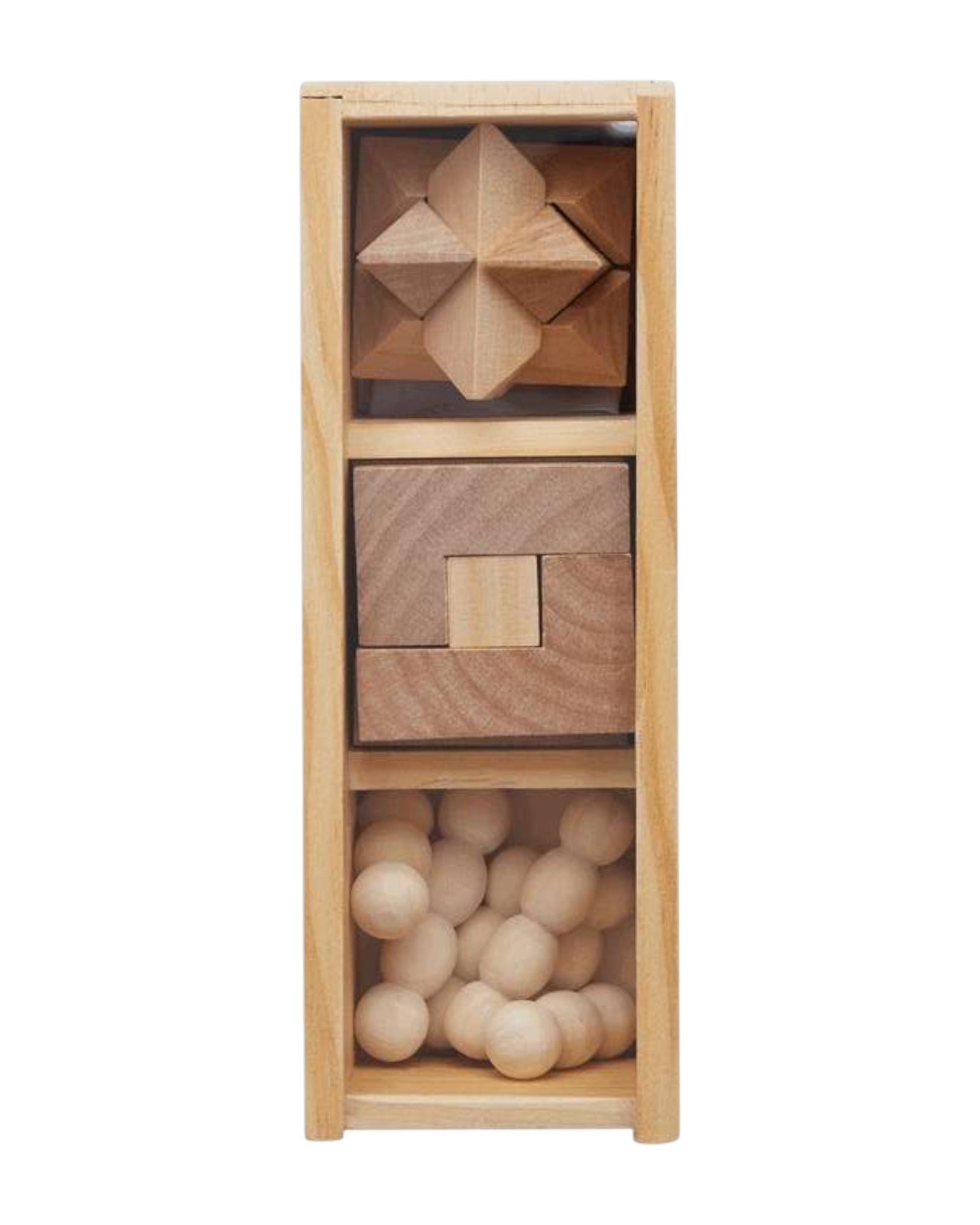 Le Curieux - Set de casse-têtes en bois gravé