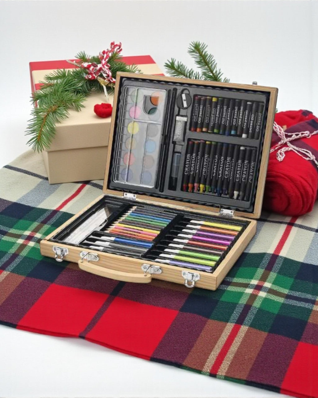 Le Créatif – Coffret de coloriage en bois gravé (67 pièces)