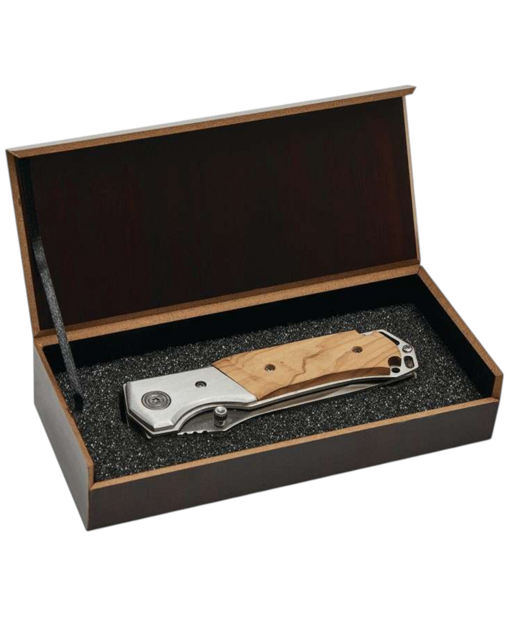 Le Chasseur - Couteau de poche en inox et bois gravé