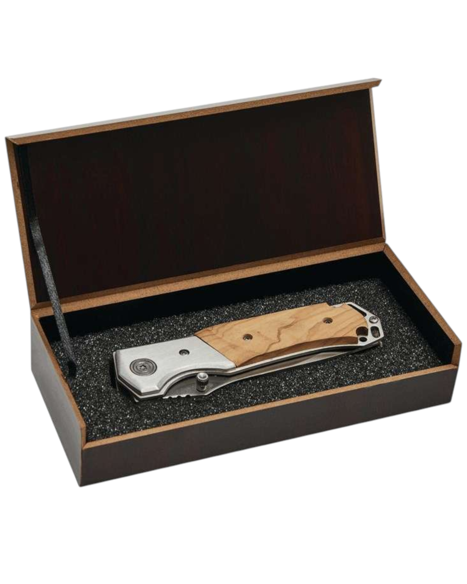 Le Chasseur - Couteau de poche en inox et bois gravé