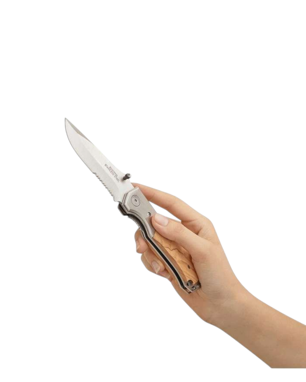 Le Chasseur - Couteau de poche en inox et bois gravé