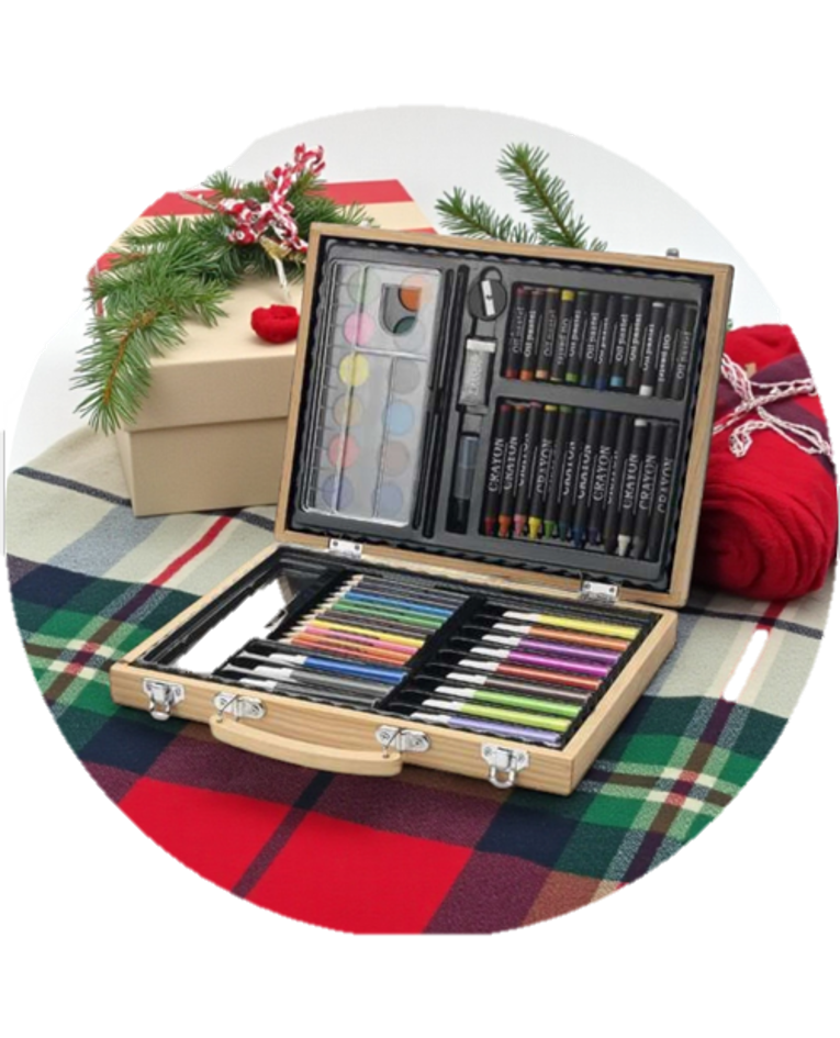 Le Créatif – Coffret de coloriage en bois gravé (67 pièces)